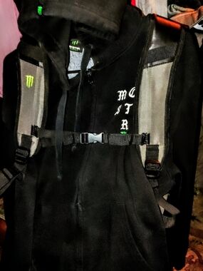 Monster Energy Black Hoodie with Graphic Logo With Monster Energy Duffle Bag.
